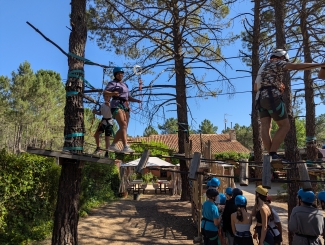 activitat d'aventura entre pins